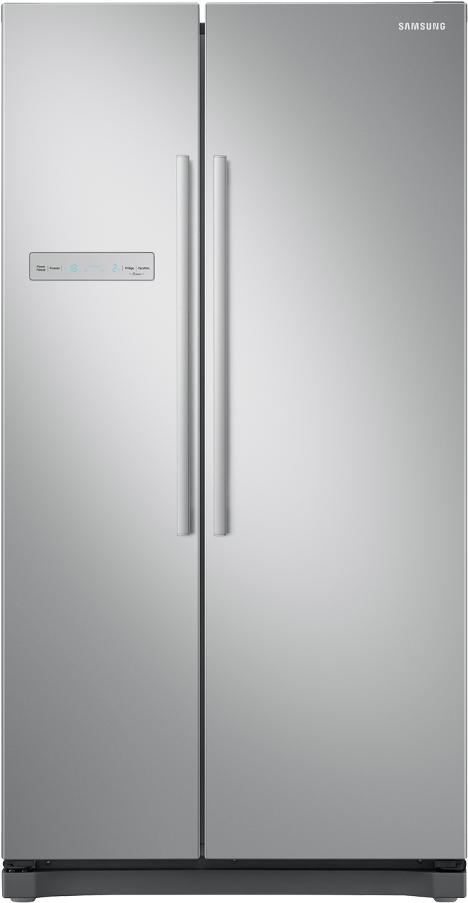 A White Refrigerator With A Handle