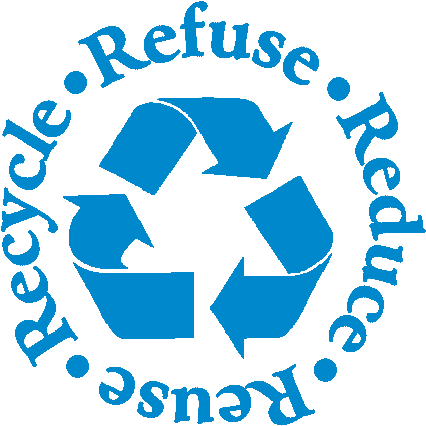 A Blue Recycle Symbol With White Text