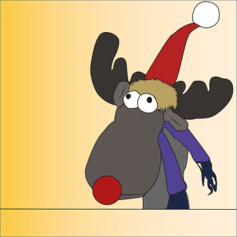 A Cartoon Of A Reindeer Wearing A Hat