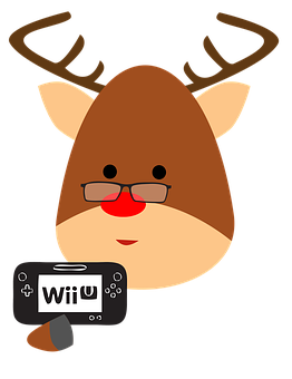 A Cartoon Reindeer Holding A Video Game Controller