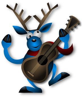 A Cartoon Deer Holding A Guitar