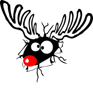 A Cartoon Of A Reindeer With A Red Nose