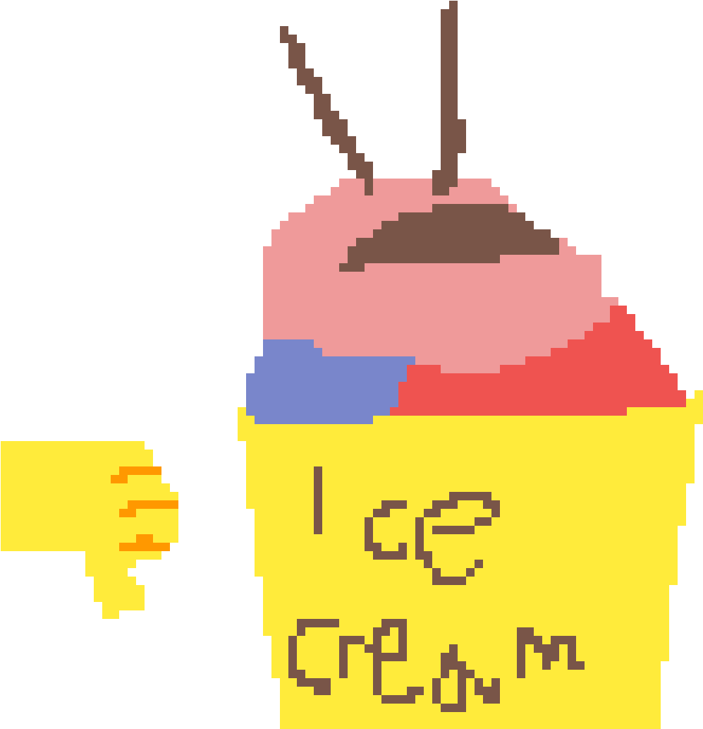 A Pixelated Ice Cream In A Yellow Container