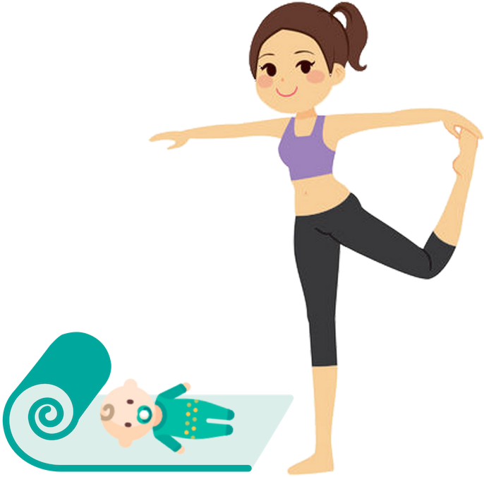 A Woman Doing Yoga With A Baby