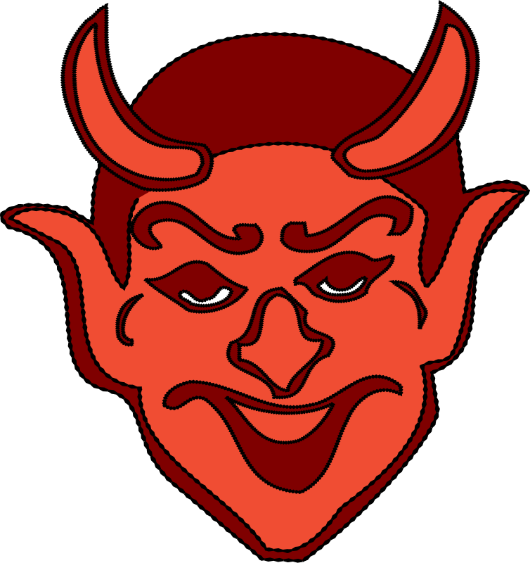 A Red Devil Face With Horns