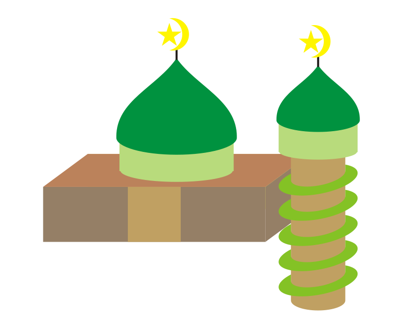 A Green And Brown Building With A Star And A Tower