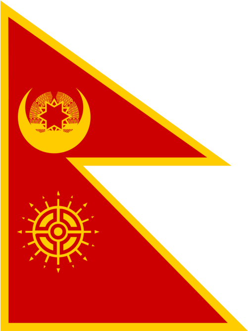 A Red And Yellow Flag With A Crescent Moon And Sun