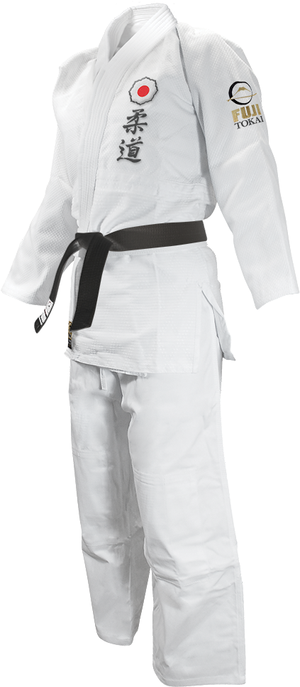 A White Karate Uniform With A Black Belt