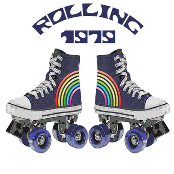A Pair Of Roller Skates With Rainbow Colors