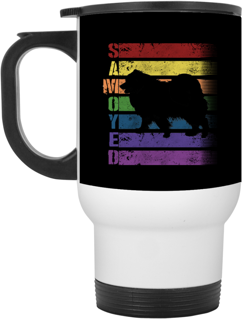 A Mug With A Dog And Rainbow Text