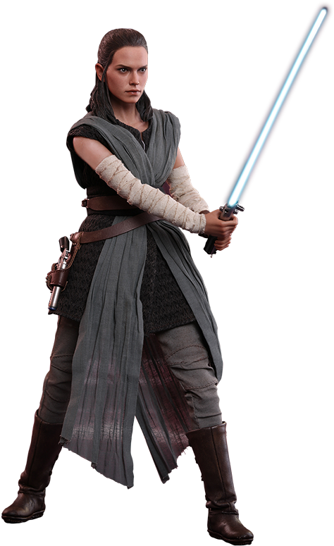 A Woman In Garment Holding A Light Saber