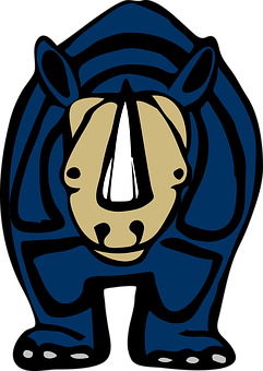 A Rhinoceros Head With A Blue Background