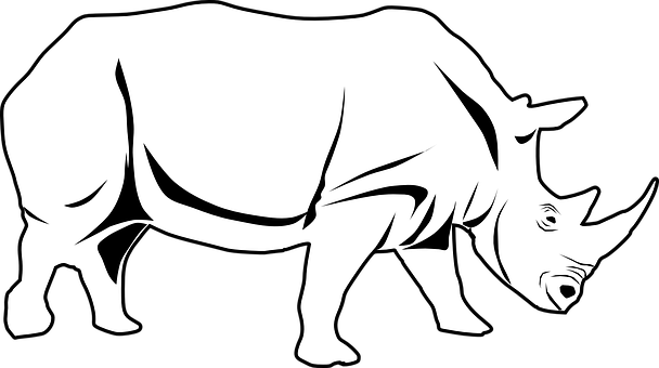 A White Silhouette Of A Rhinoceros
