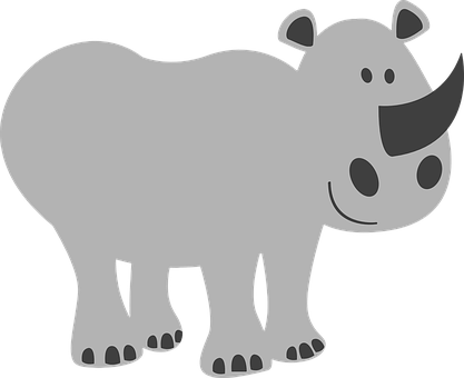 A Grey Rhinoceros On A Black Background