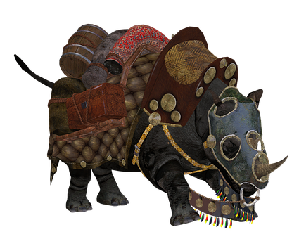 A Rhino With A Mask And A Bag