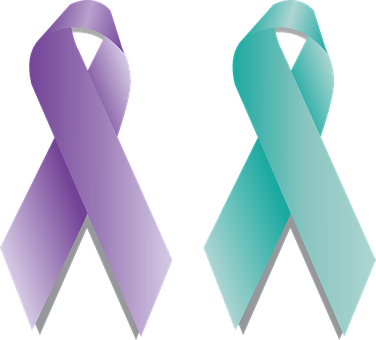 A Purple And Blue Ribbons