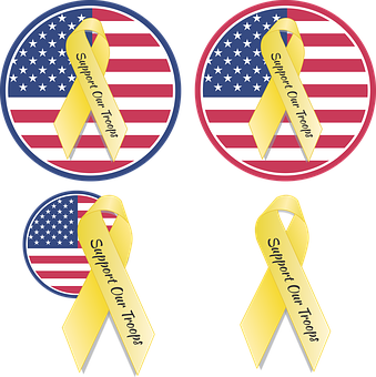 A Group Of Yellow Ribbons With Text On Them