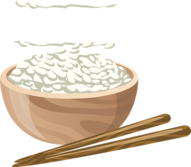 A Bowl Of Rice And Chopsticks