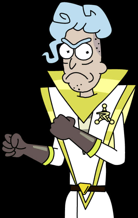 Cartoon Man In A White And Yellow Suit