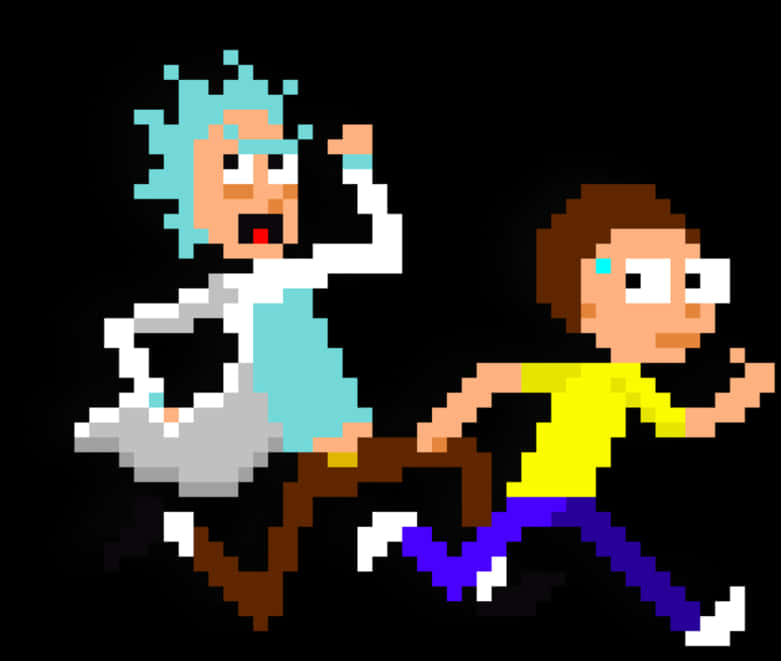 A Pixelated Cartoon Characters Running
