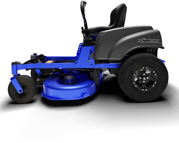 A Blue And Black Lawn Mower