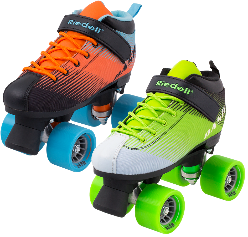 A Pair Of Roller Skates With Green Wheels