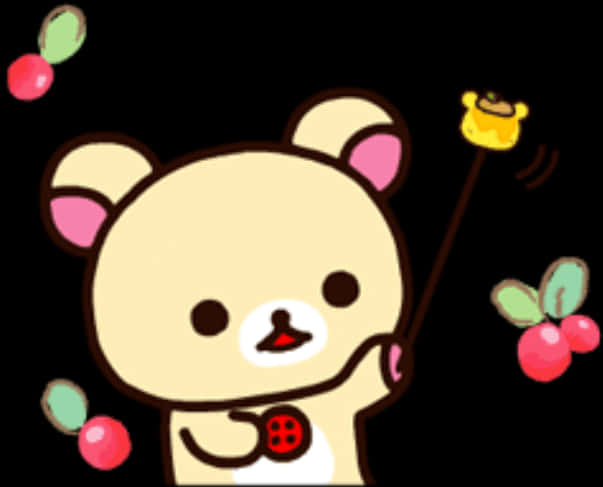 A Cartoon Bear Holding A Stick