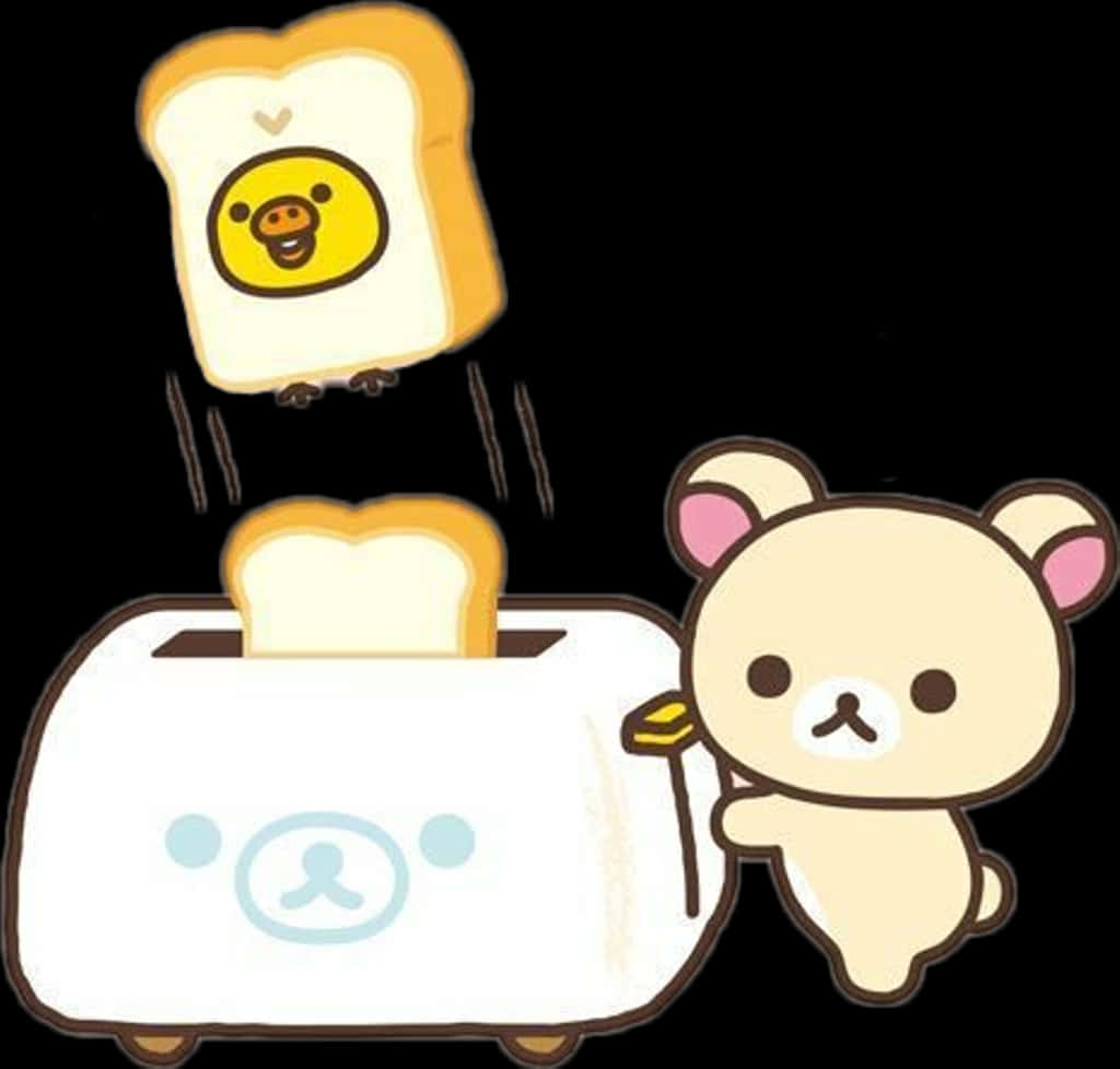 Cartoon Bear And Toaster