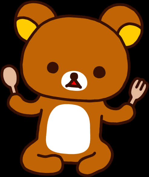 A Cartoon Of A Bear With Spoons