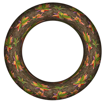 A Circular Object With Leaves On It