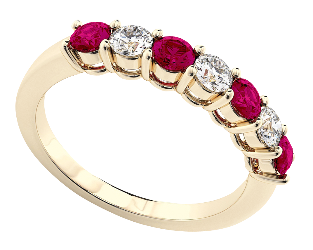 A Gold Ring With Diamonds And Rubies