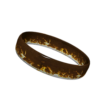 A Brown And White Ring With Flames On It