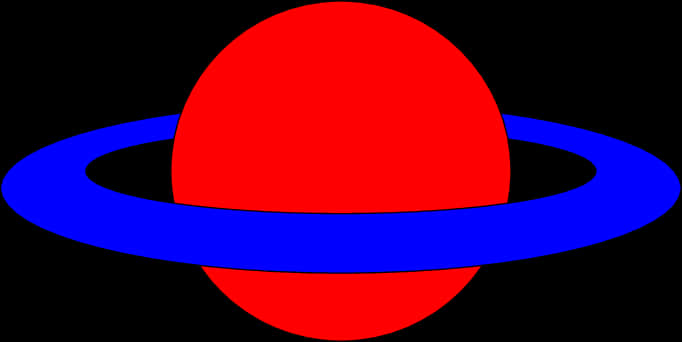 Red And Blue Ringed Planet