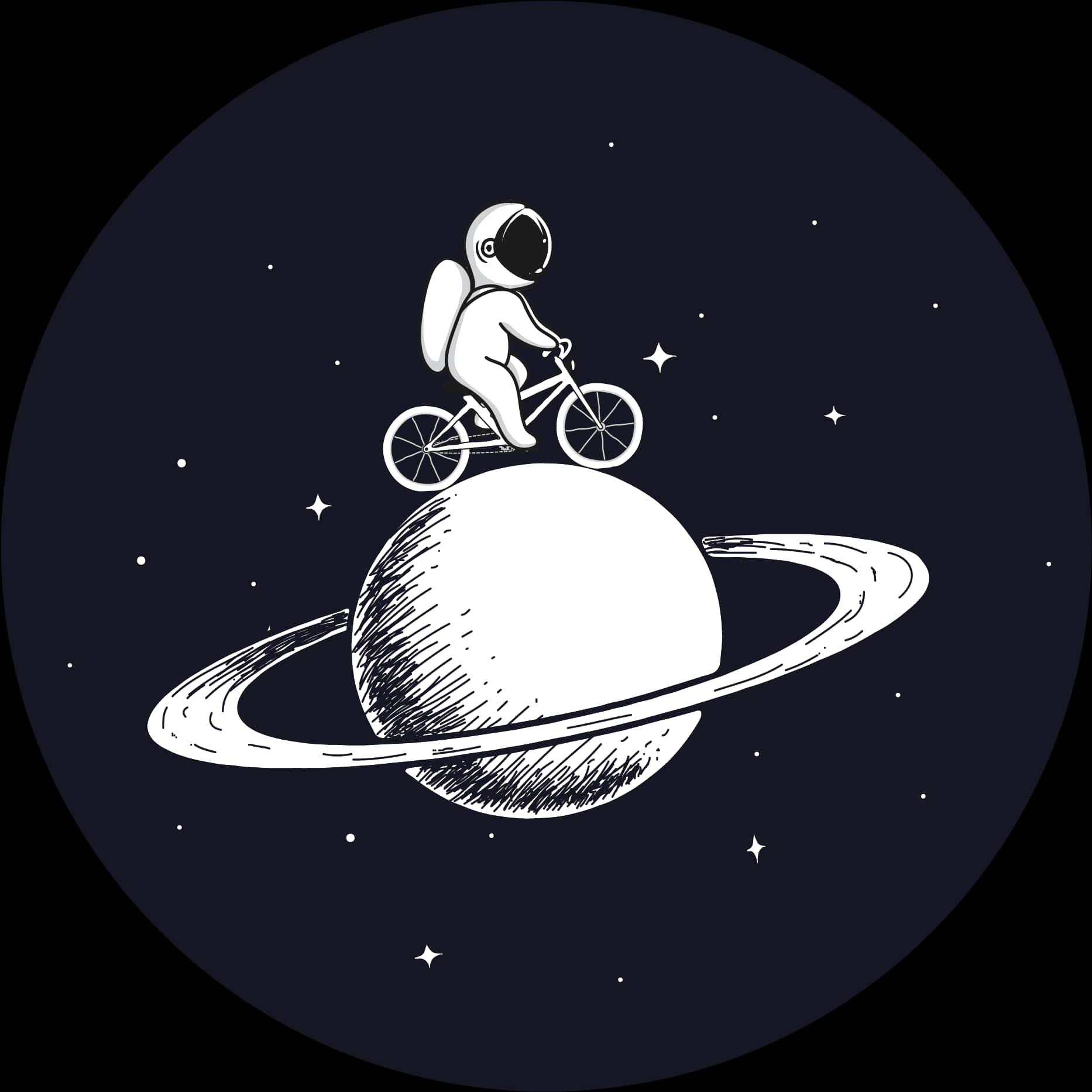 Astronaut Biking On Ringed Planet