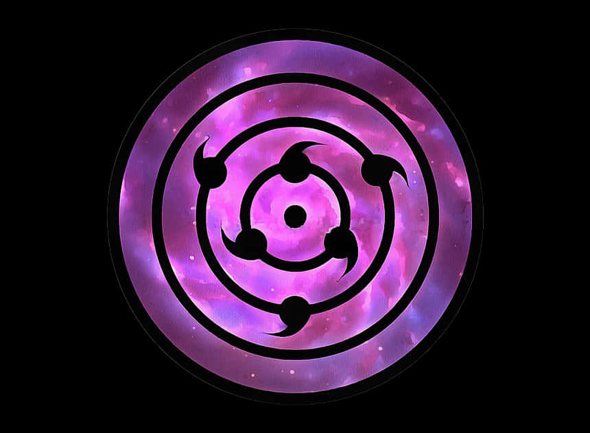 A Circular Logo With Black Lines And A Purple Background