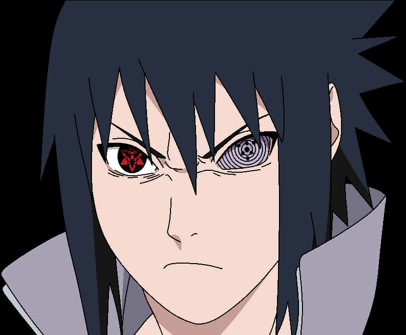 A Cartoon Of A Man With Black Hair And Red Eyes