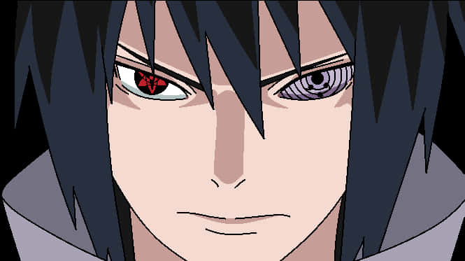 A Cartoon Of A Man With Black Hair And Red Eyes