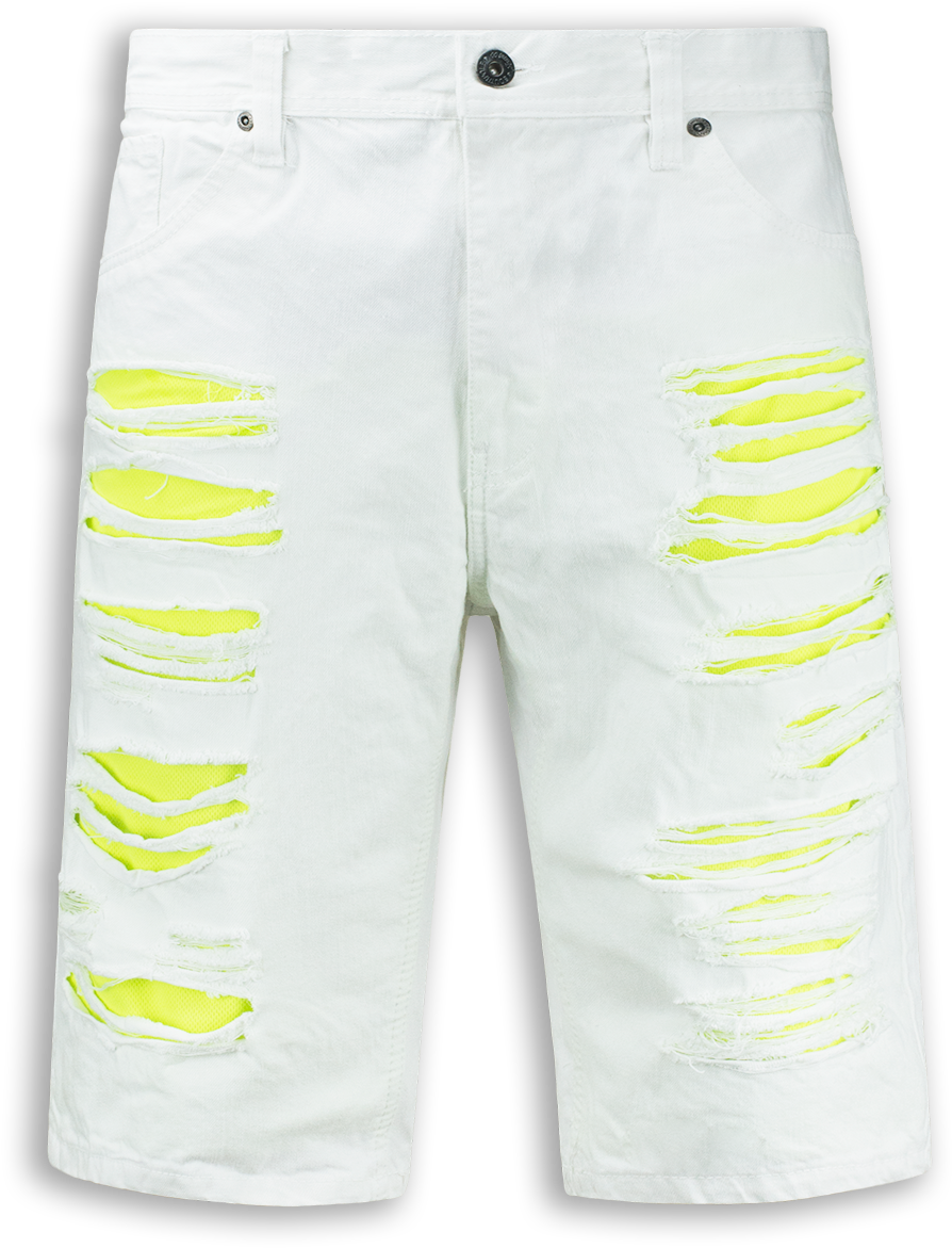 A Pair Of White Shorts With Holes