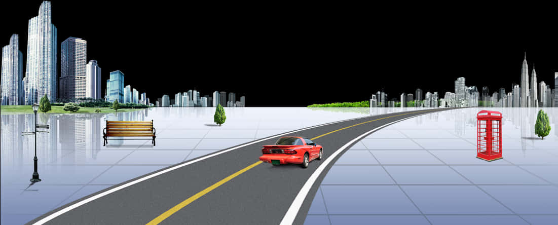 Red Car On The Road Clipart