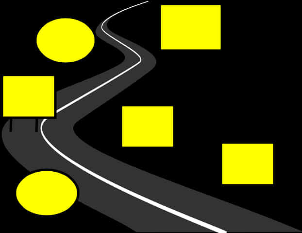 Black Curve Road Yellow Billboards