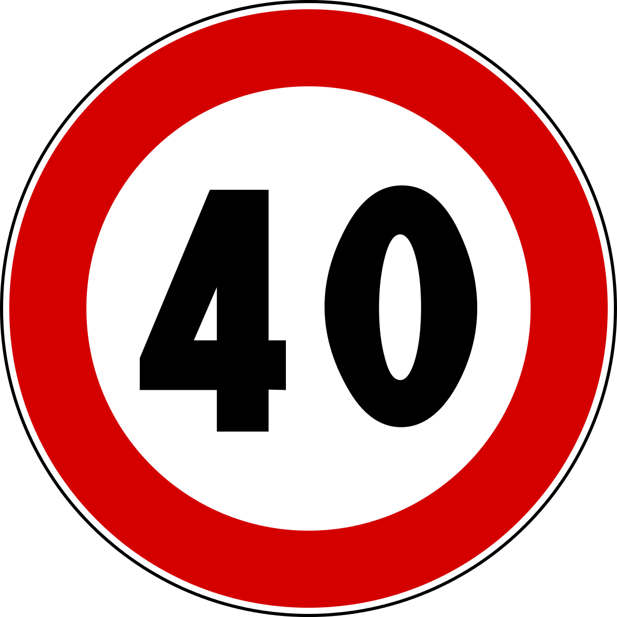 A Red And White Sign With Black Numbers