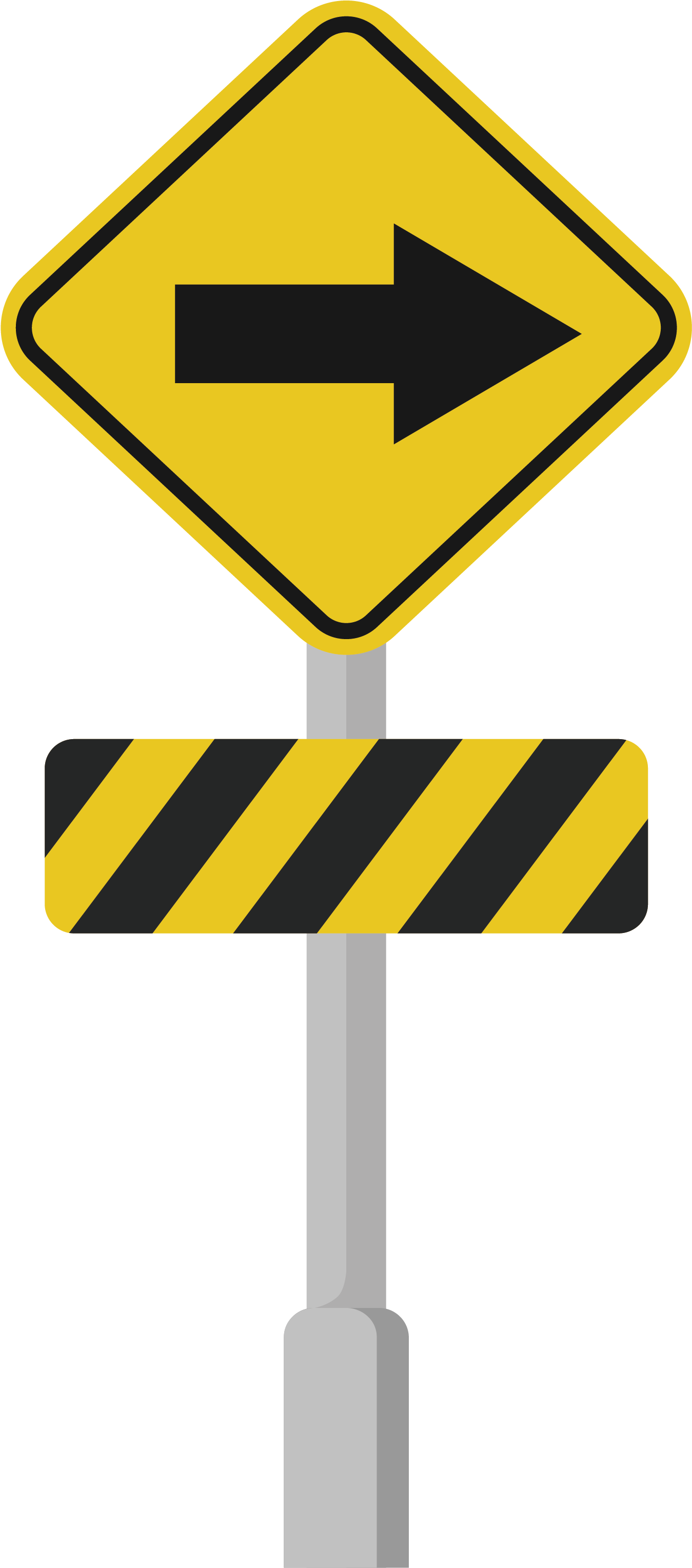A Yellow And Black Road Sign