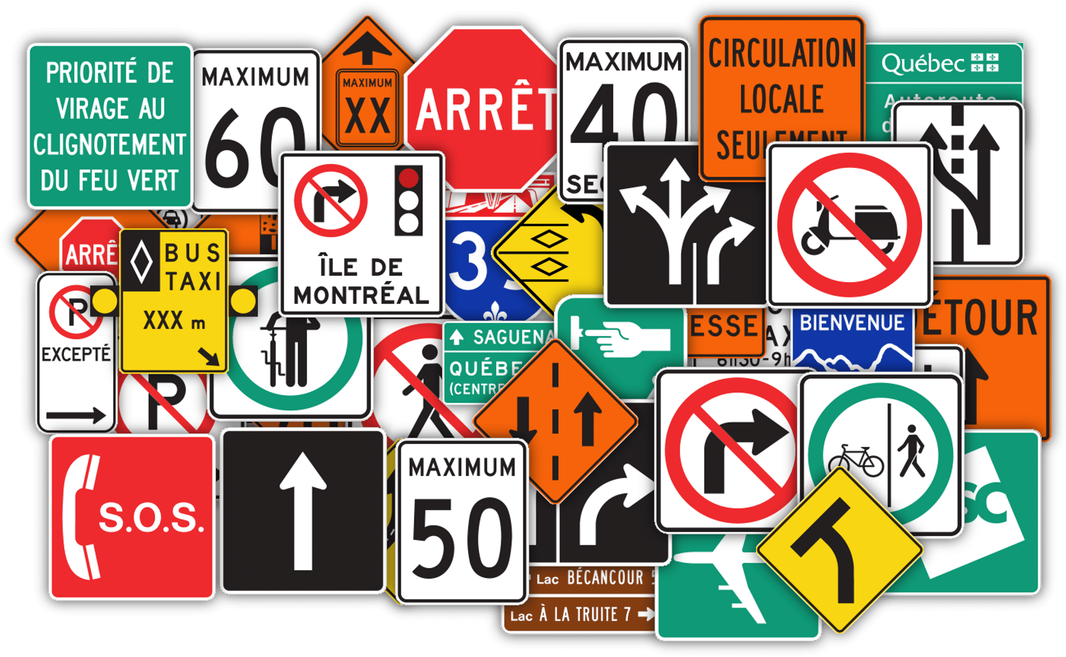 A Group Of Road Signs