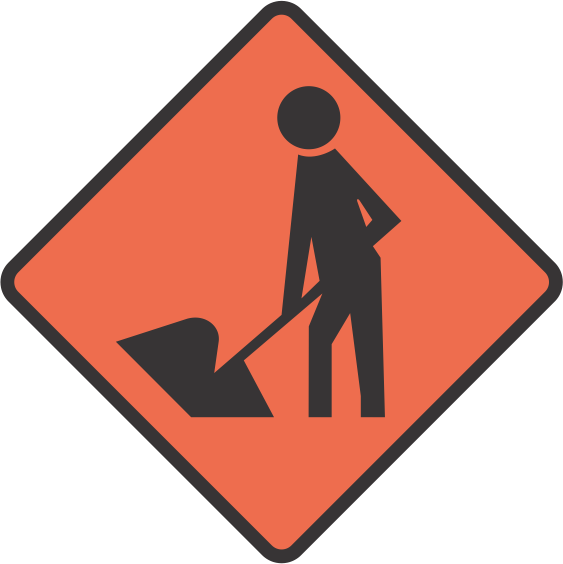 A Sign With A Person Digging A Hole