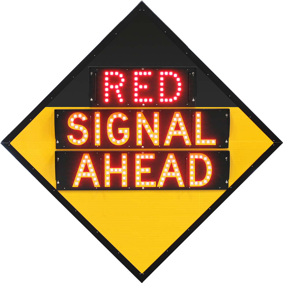A Sign With Red Lights