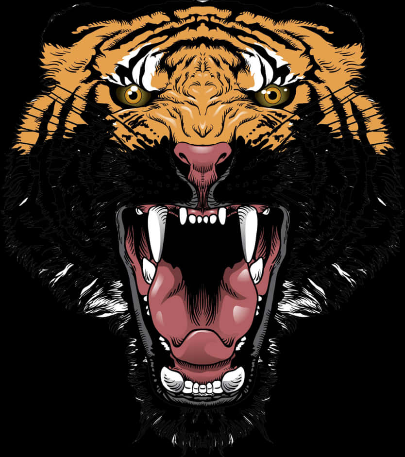 Angry Roaring Tiger Head