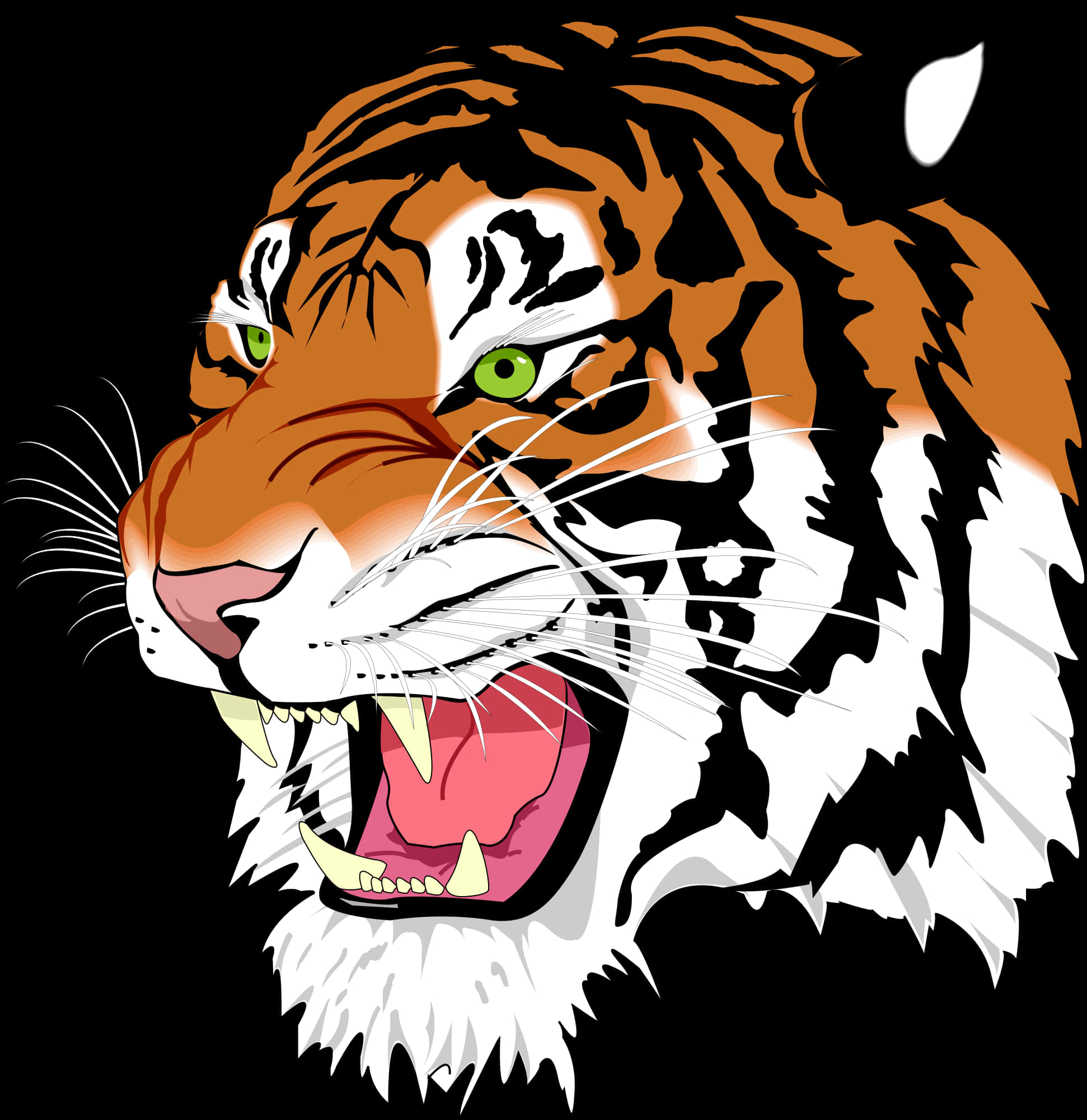 Roaring Tiger With Light Green Eyes