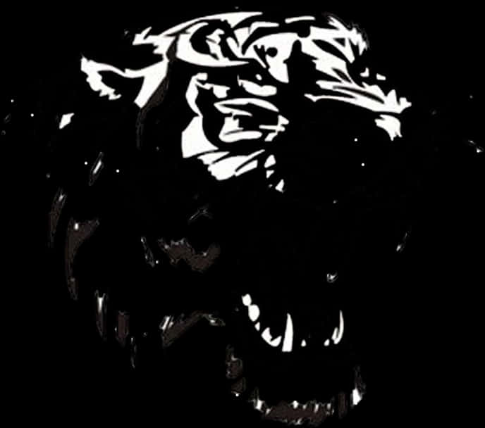 B&w Roaring Tiger