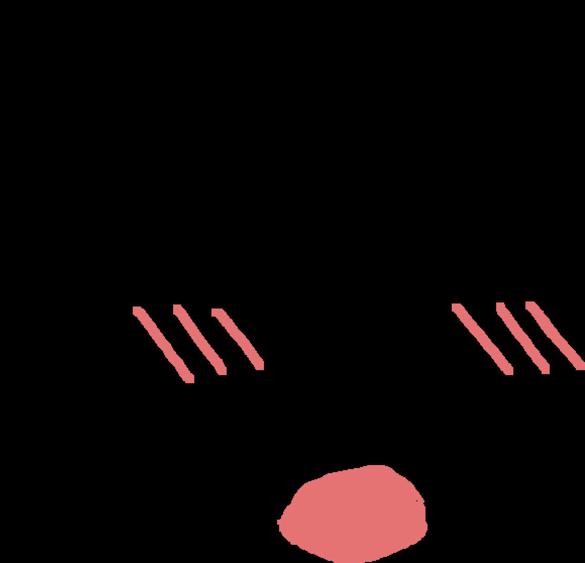 A Black And Pink Face With Mouth And Nose