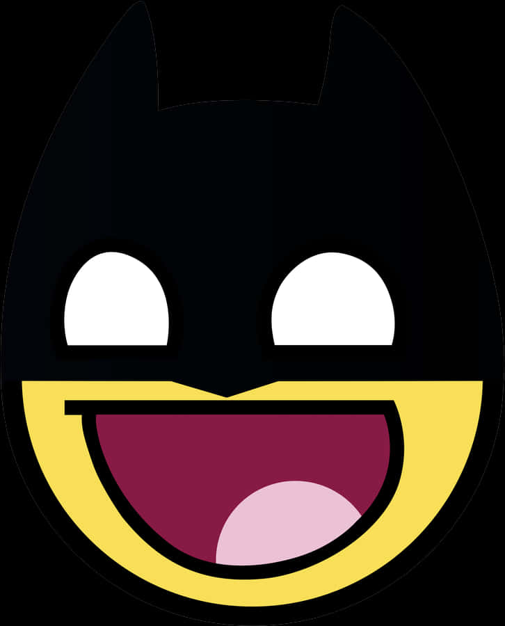 A Cartoon Face With A Black Bat And Yellow Bat With White Eyes